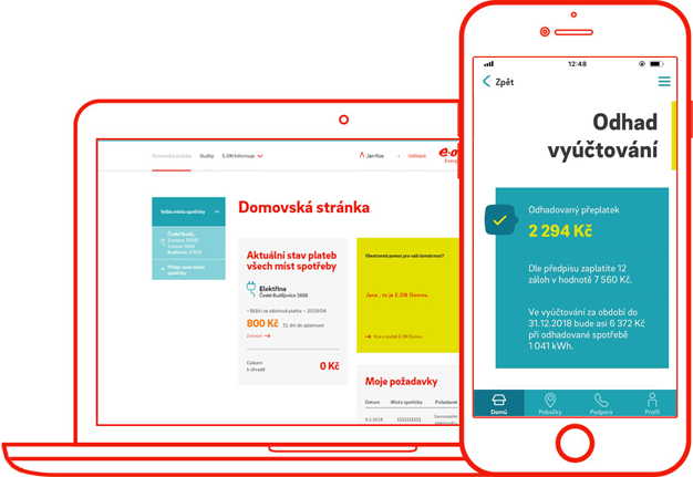 Aplikace od dodavatele elektřiny a spotřeba elektřiny