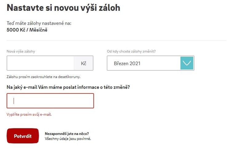 ČEZ online a požadavky