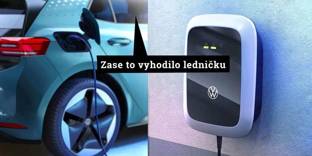 Luxusní elektrický automobil VW v domácí nabíječce Wallbox