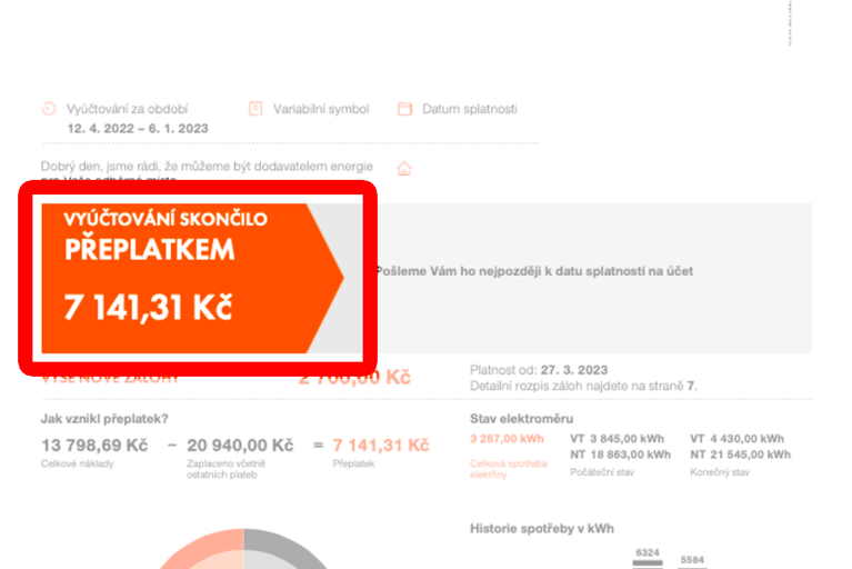 ČEZ_faktura_přeplatek nebo nedoplatek