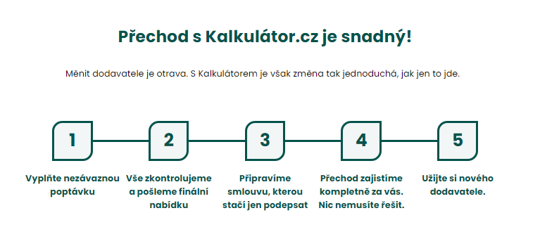 Přechod od jednoho dodavatele energií k druhém s Kalkulátorem