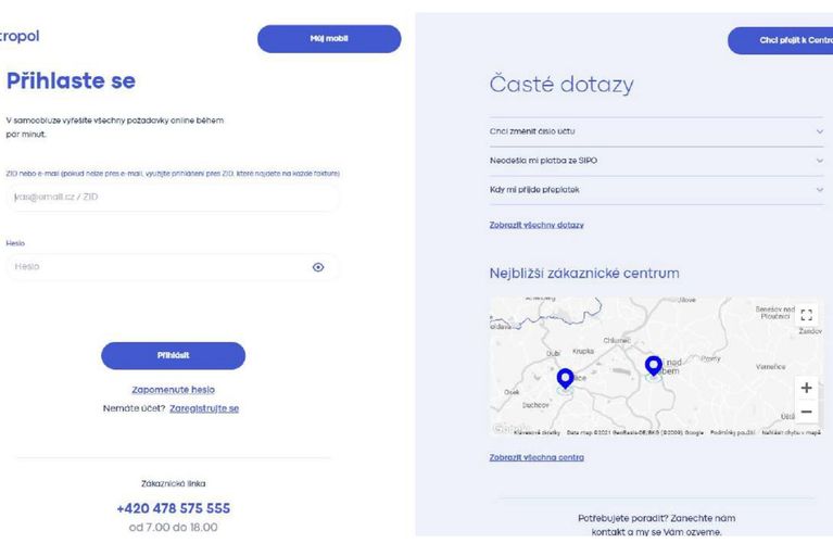 Přihlášení do zákaznické zóny Centropol